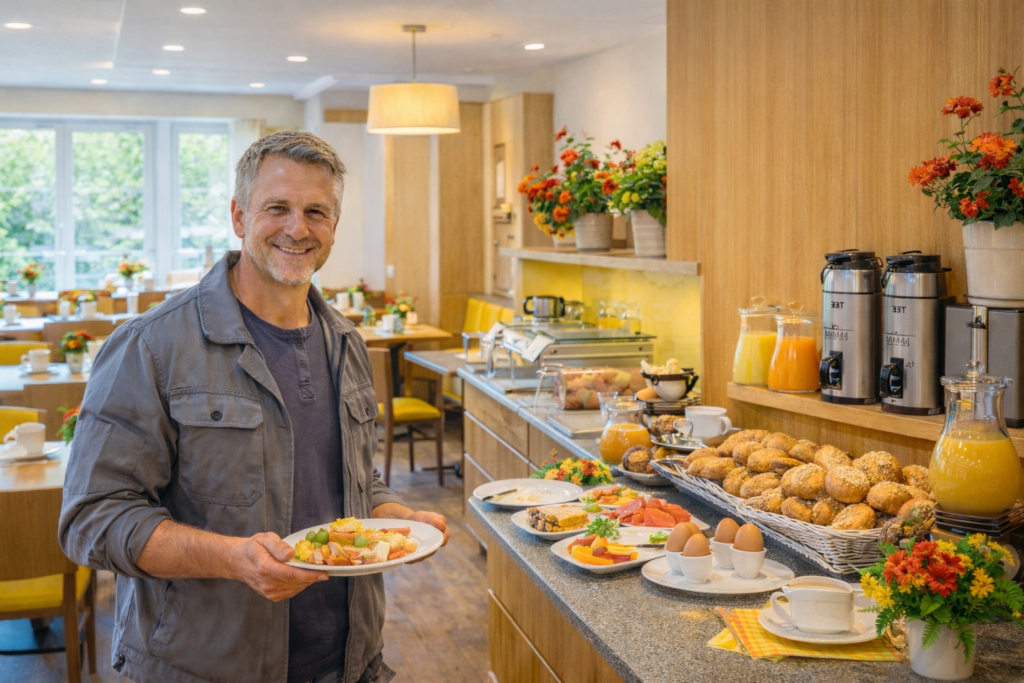 hotel-lohr-am-main-fruehstueck-frueh Frühes Frühstück in einem Hotel in Lohr am Main für Monteure, Firmenkunden und Touristen